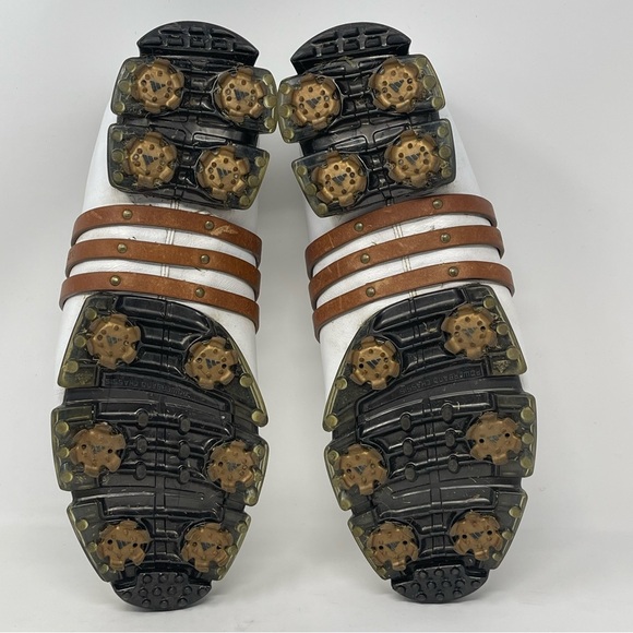 Adidas Tour 360 LTD Golf Shoes Mens 10.5 White Brown Leather Soft Spikes Lace Up - Picture 13 of 16